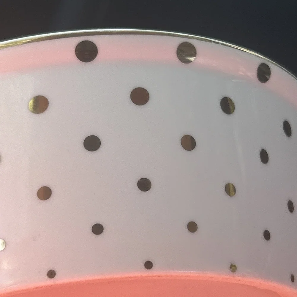 Small Fido's Diner Pet Bowl White w/gold Polka Dots & Pawprint Food Water Bowl